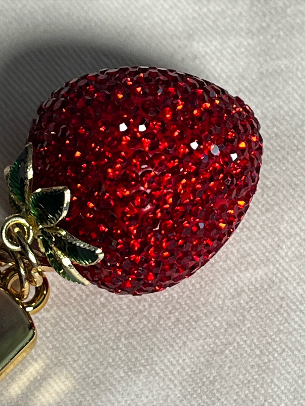 All Red Strawberry Rhinestone Keychain/Bag Charm - Picture 2 of 4